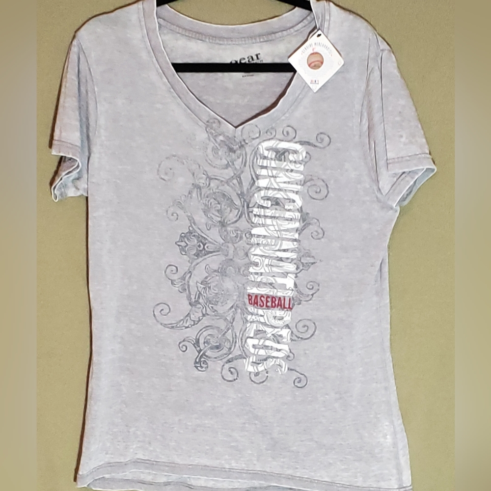 St Louis Cardinals baseball tee.  Gray with v-neck.  Size XXL